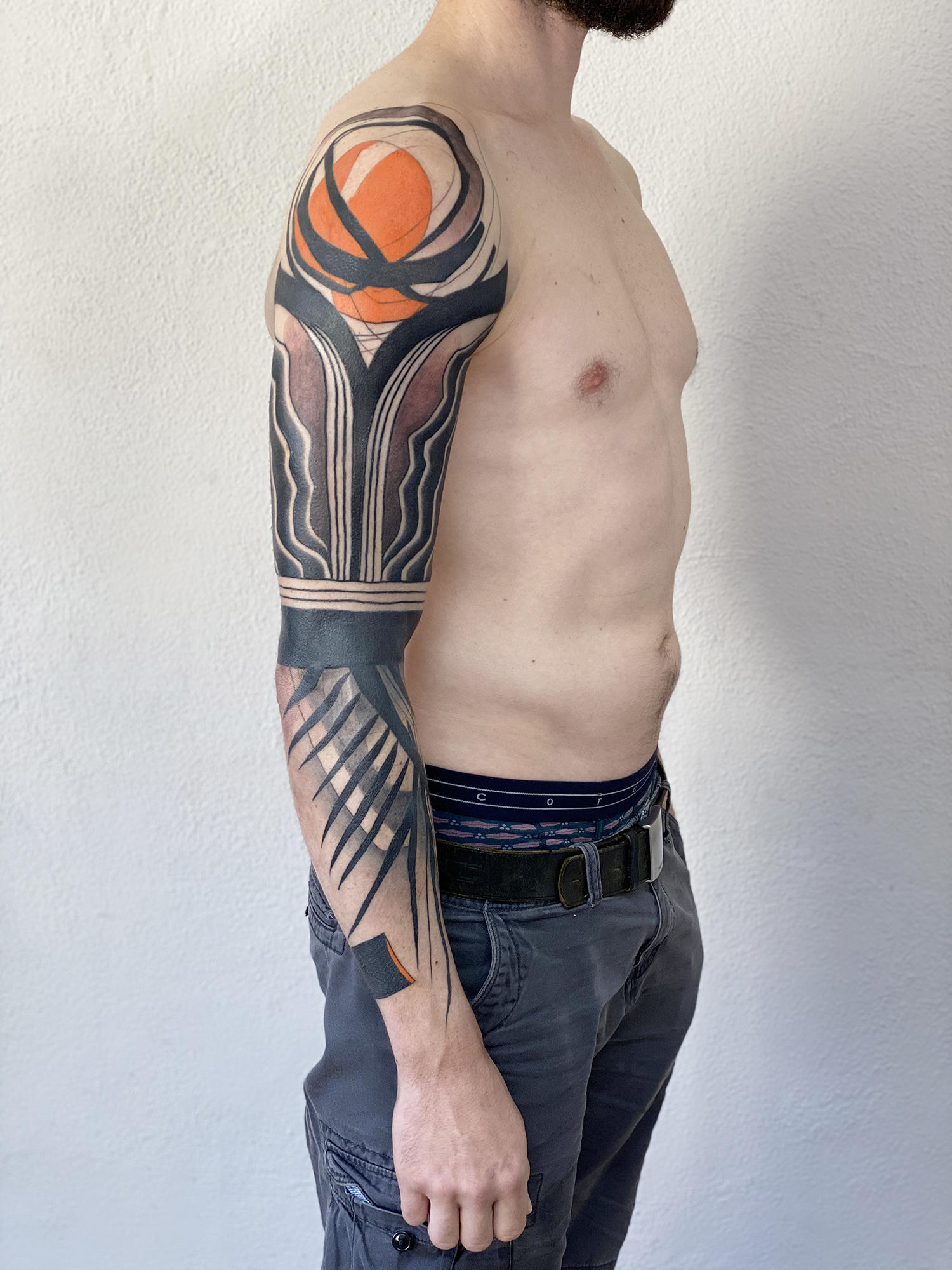 abstract tattoo sleeve by dane, tattoo interview