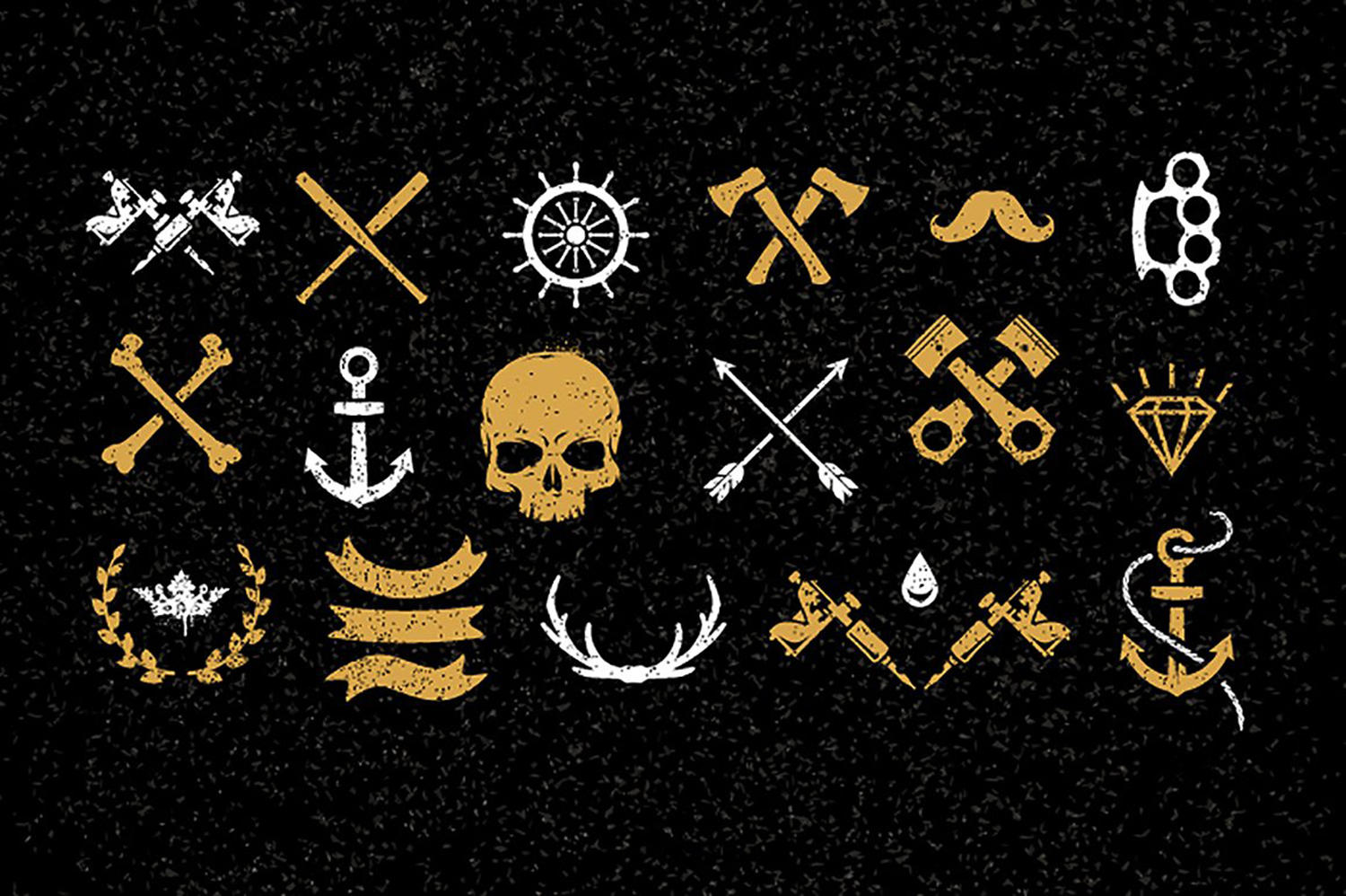 skulls, sailor symbols, tattoo vectors, designbundles.net