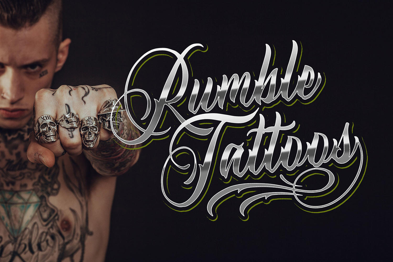 rumble tattoo font, scripting style