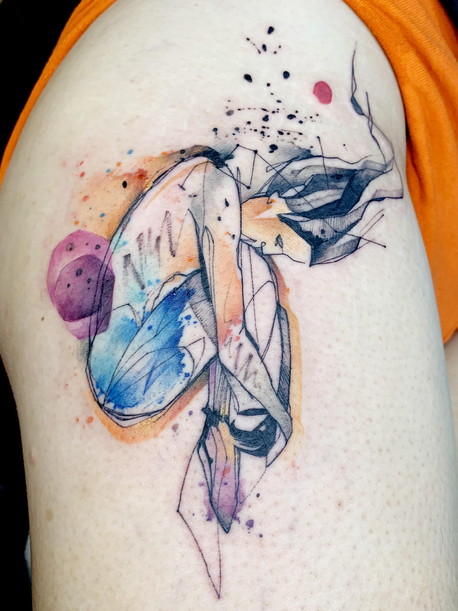sketch style tattoo, woman, color ink by Fill_tat, filip fabian