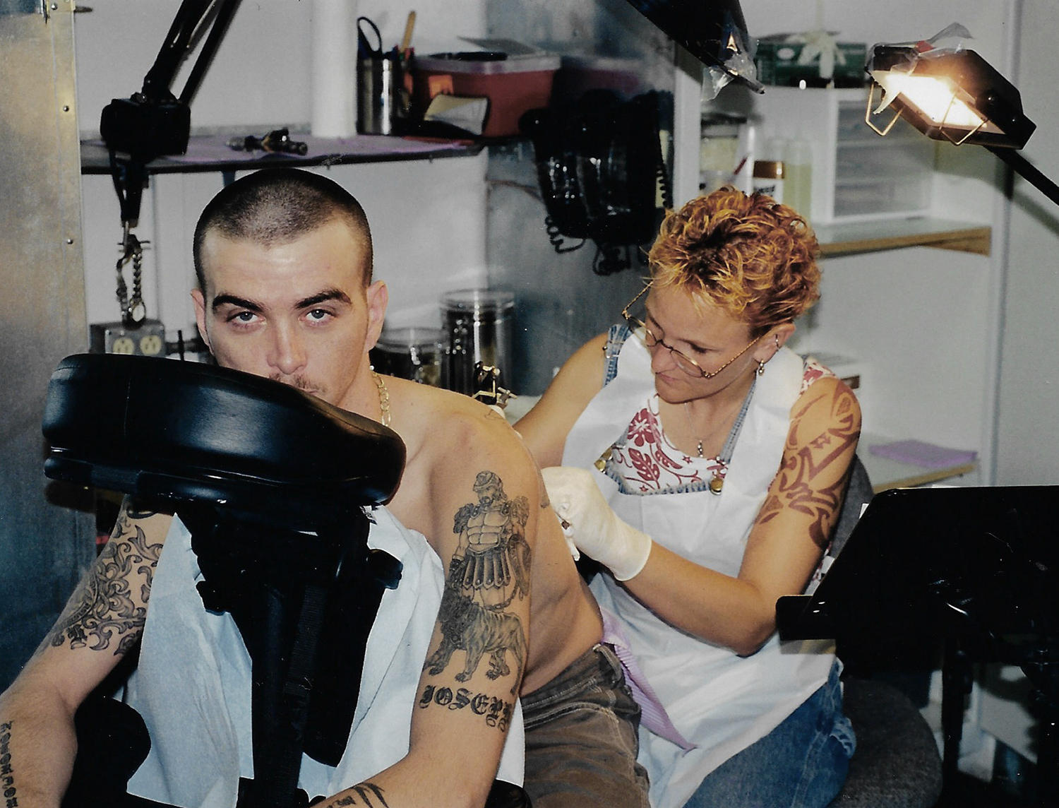 tattoo legend kari barba in the 1990s, at a US convention