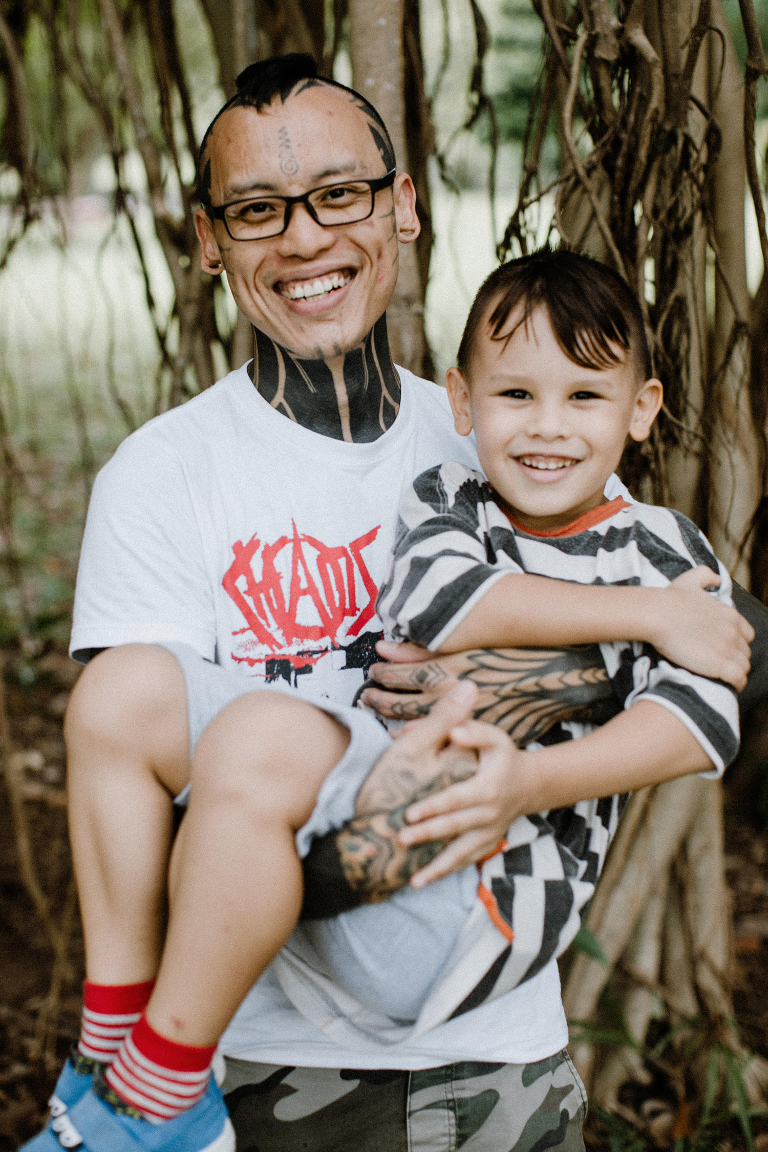 Shane Tan and son Skyler at the park.