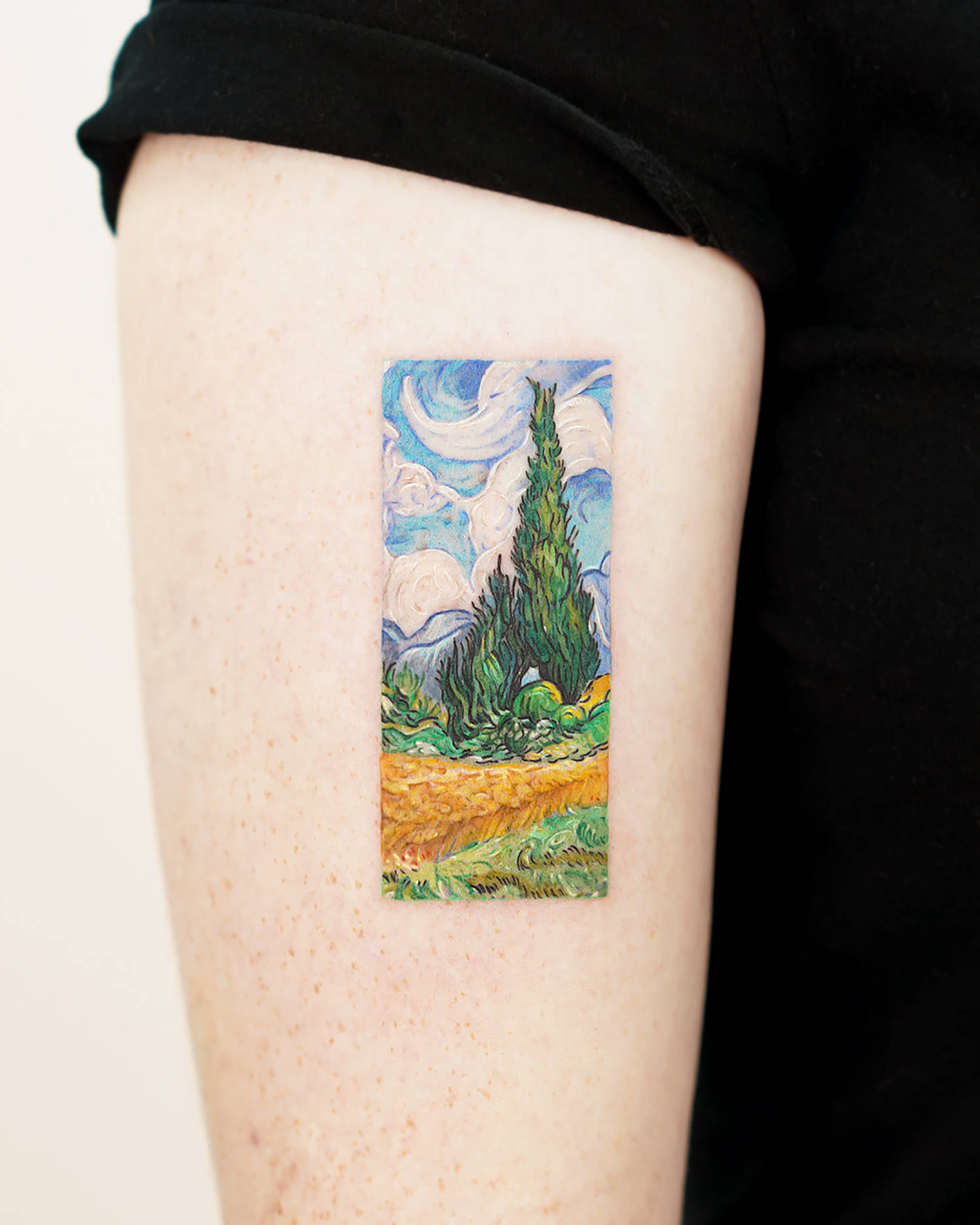 wheatfield with cypresses, van gogh, tattooed by hansan