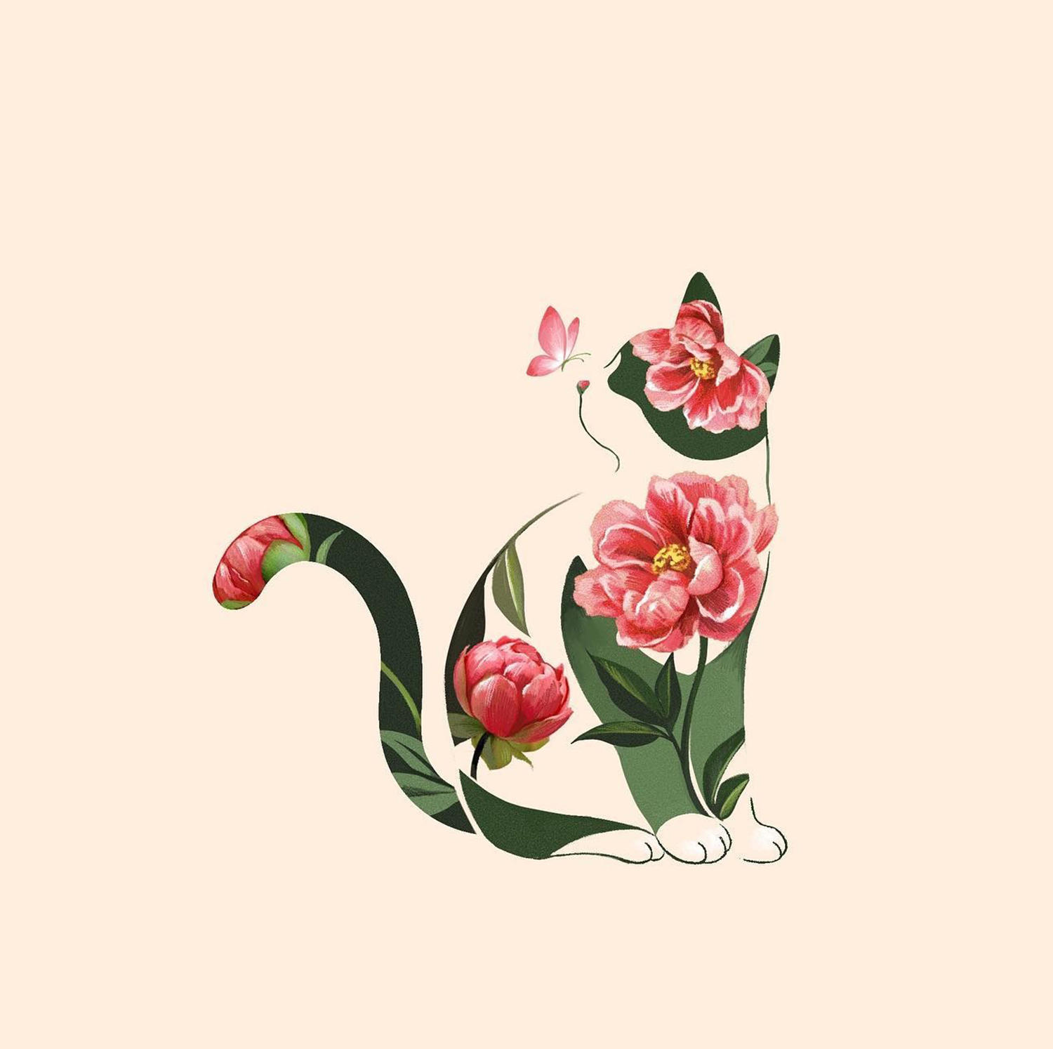 Cat and flowers tattoo by Zihee Tattoo  Post 29720