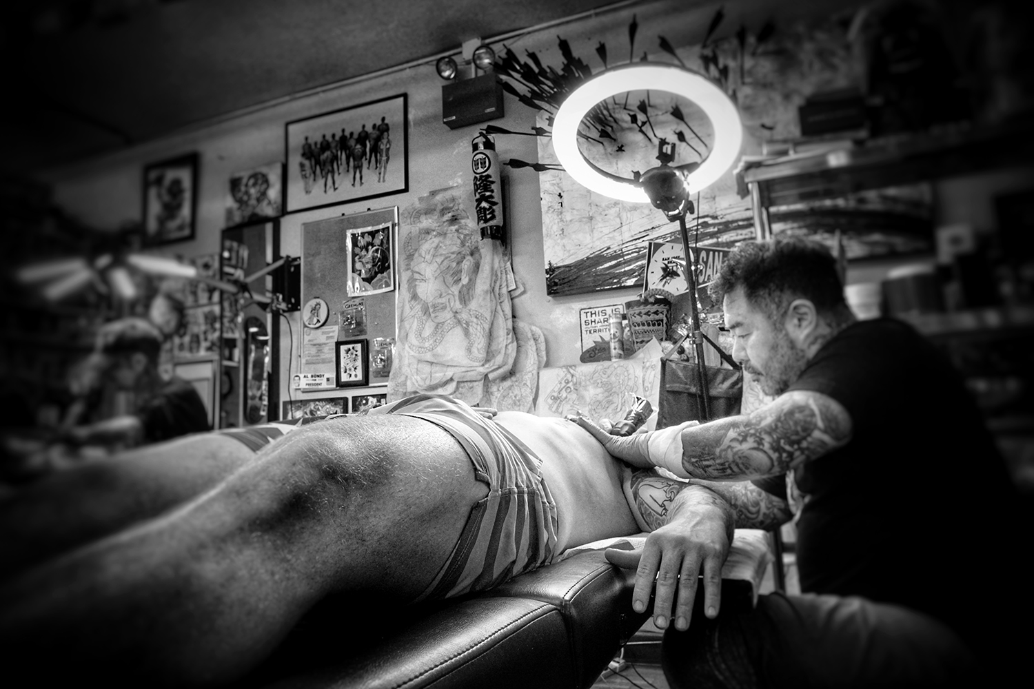 The tattoo legend Takahiro Kitamura working at his station