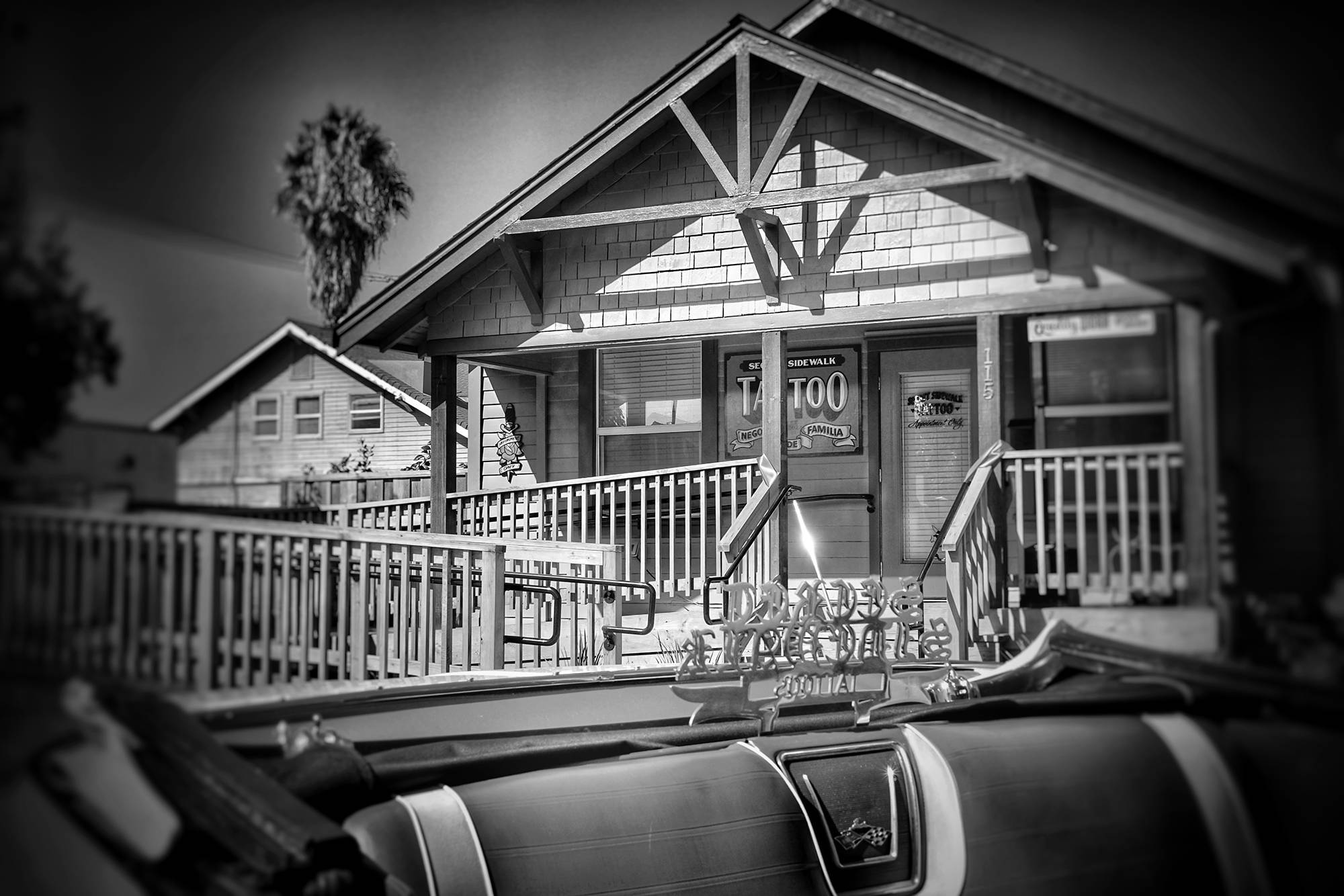 A vintage bungalow renovated for the second shop of secret sidewalk tattoos in tracy, california