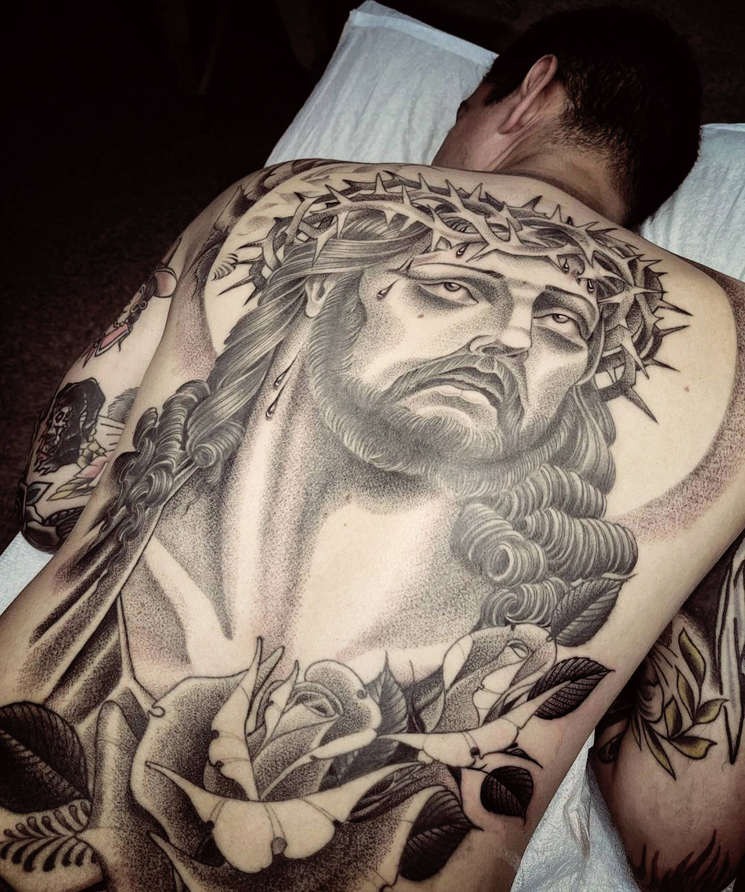 Jesus Christ back tattoo is all glory and majesty