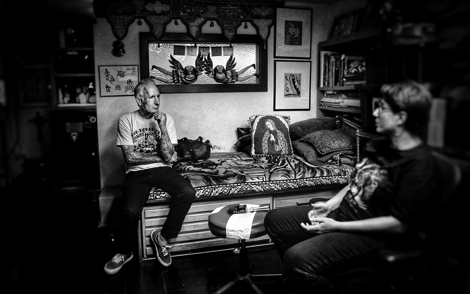 Behind the scenes shot of the Freddy Corbin Interview conducted by Adriana The Tattoo Journalist at Temple Tattoo