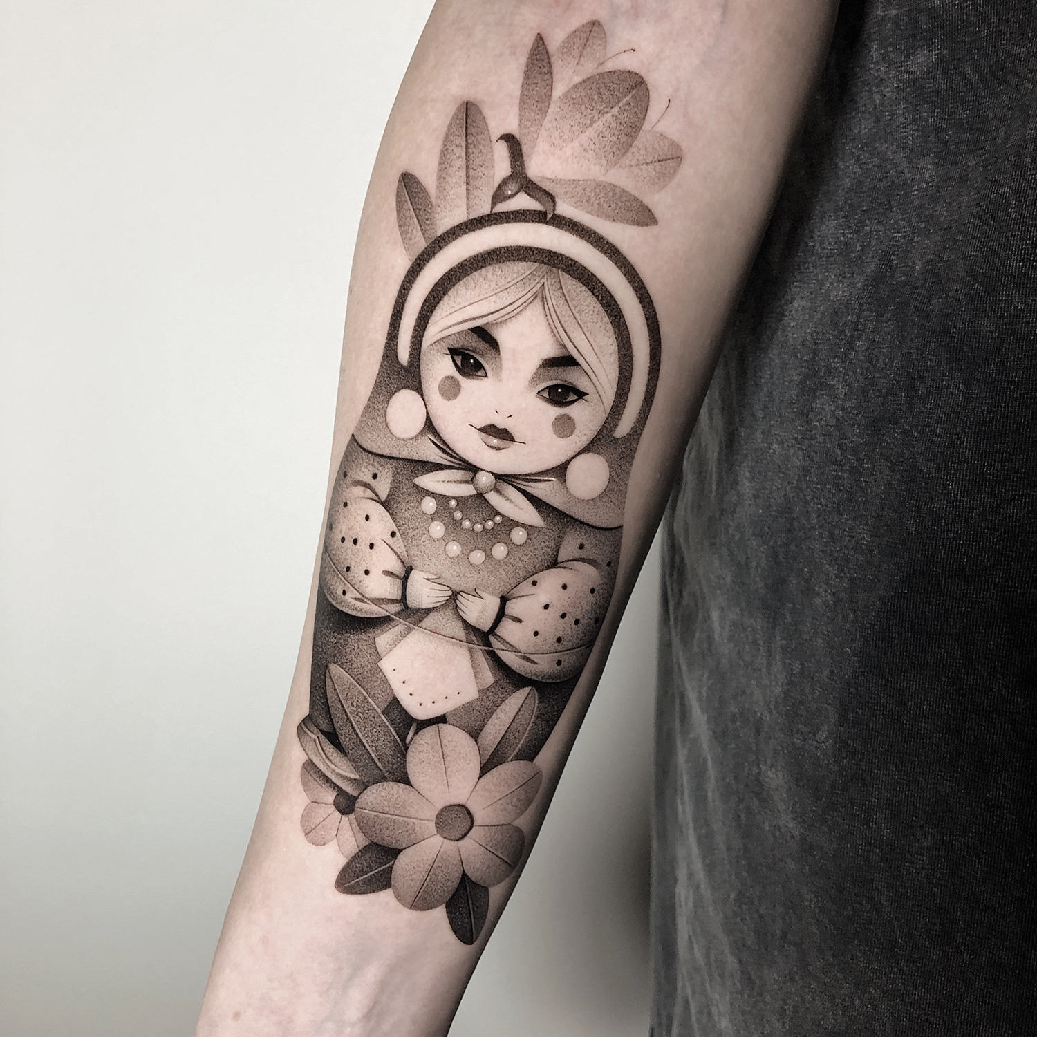 Sacred Tattoo NYC on Twitter Sister tattoos by Tasha Rubinow One cute  one spooky Russian nesting doll Tasha loves doing custom Matryoshka dolls  To book with Tasha email infosacredtattoocom httpstcoeuxhN1pXGa   Twitter