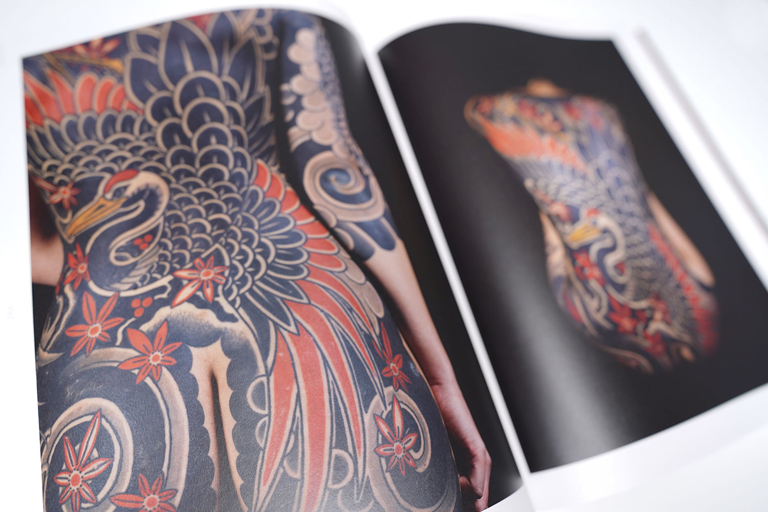 bird tattoo on back, japanese style by shane tan, kintaro publishing
