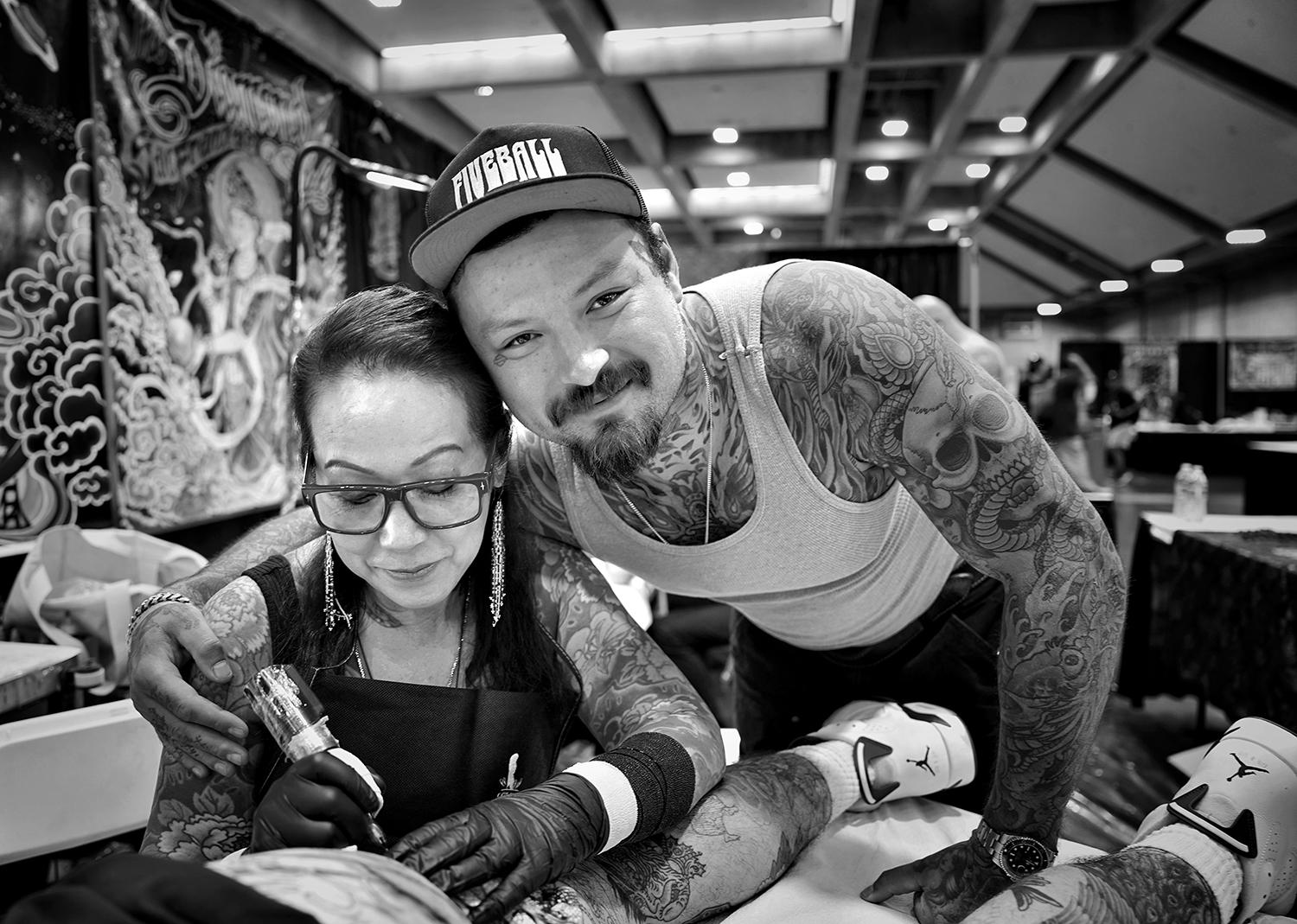 The Godmother of Japanese tattooing in the San Francisco: Junii Shimada with her guest Frank Ball Jr