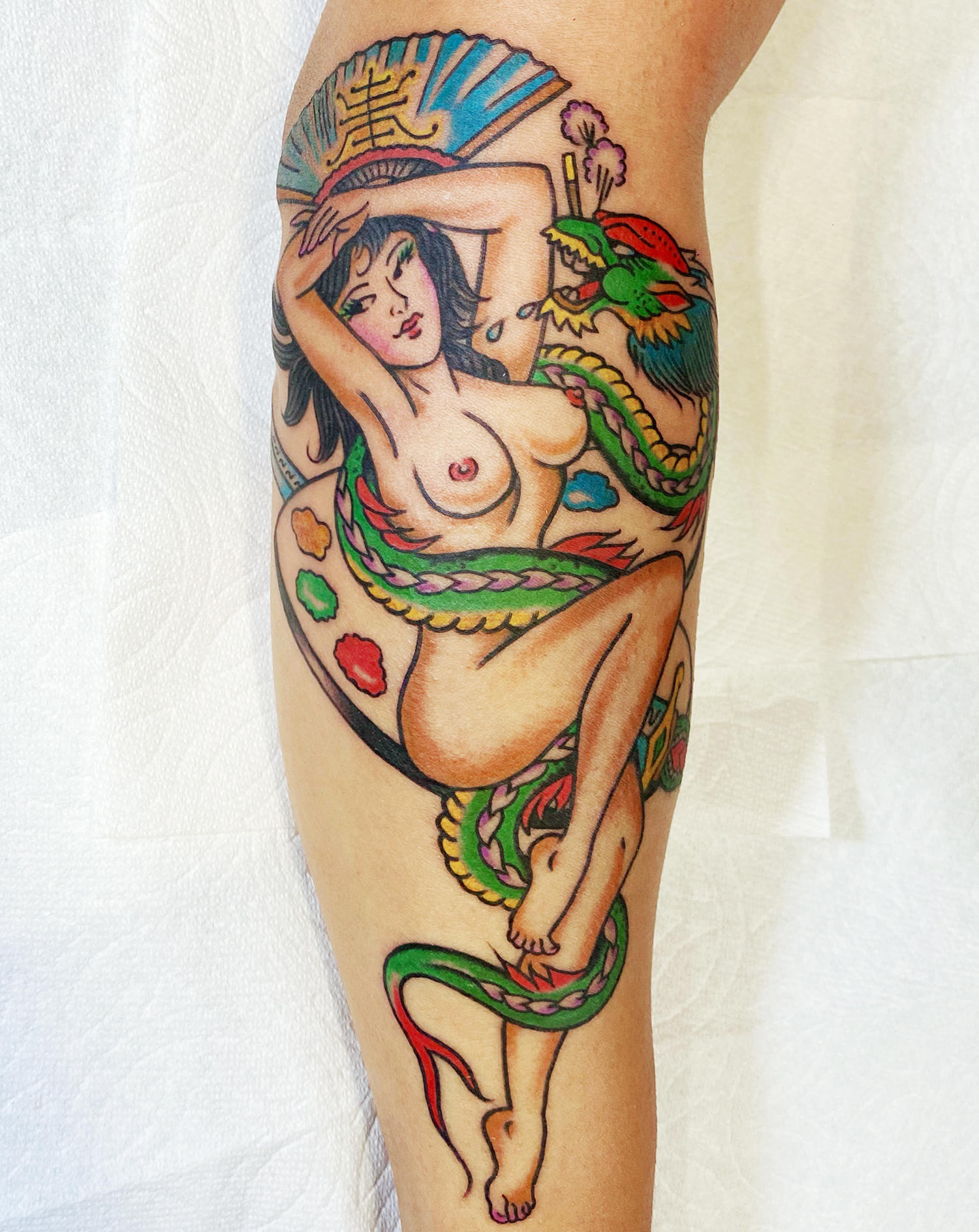 woman and dragon tattoo by jimmy shy