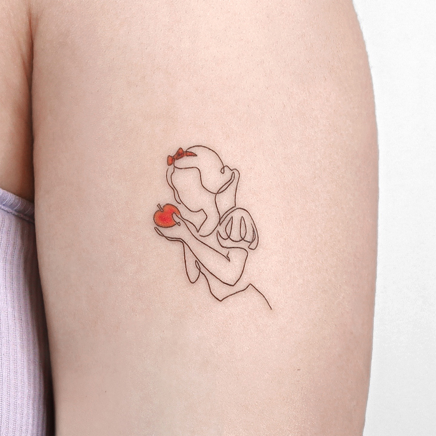 snow white in stylized line art tattoo