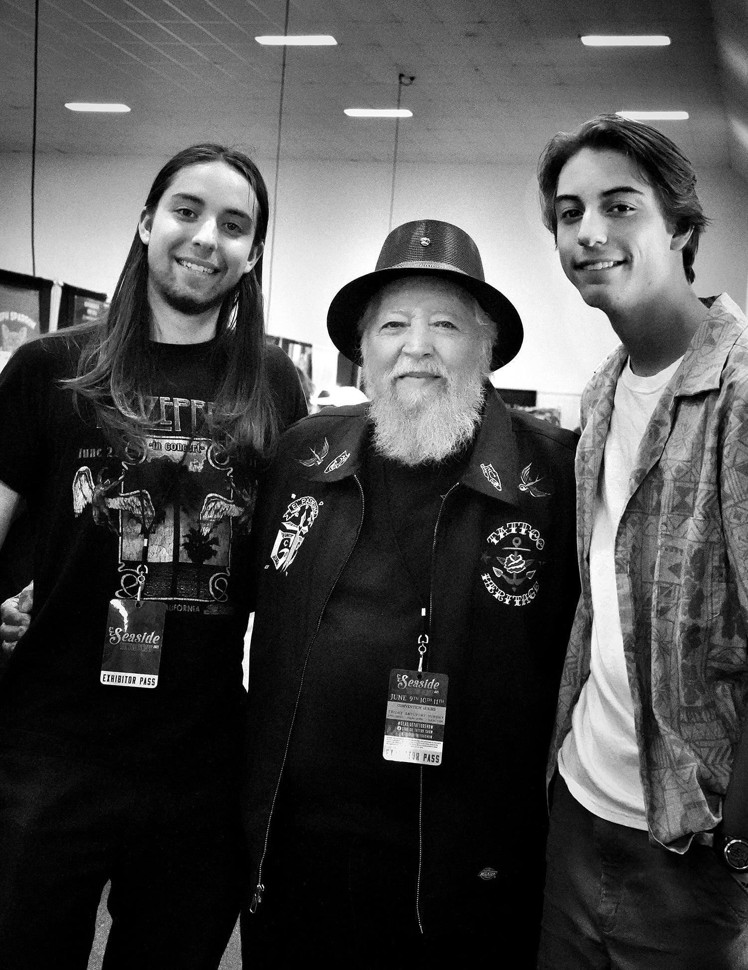 good time charlie cartwright with grandsons at seaside tattoo show in ventura county