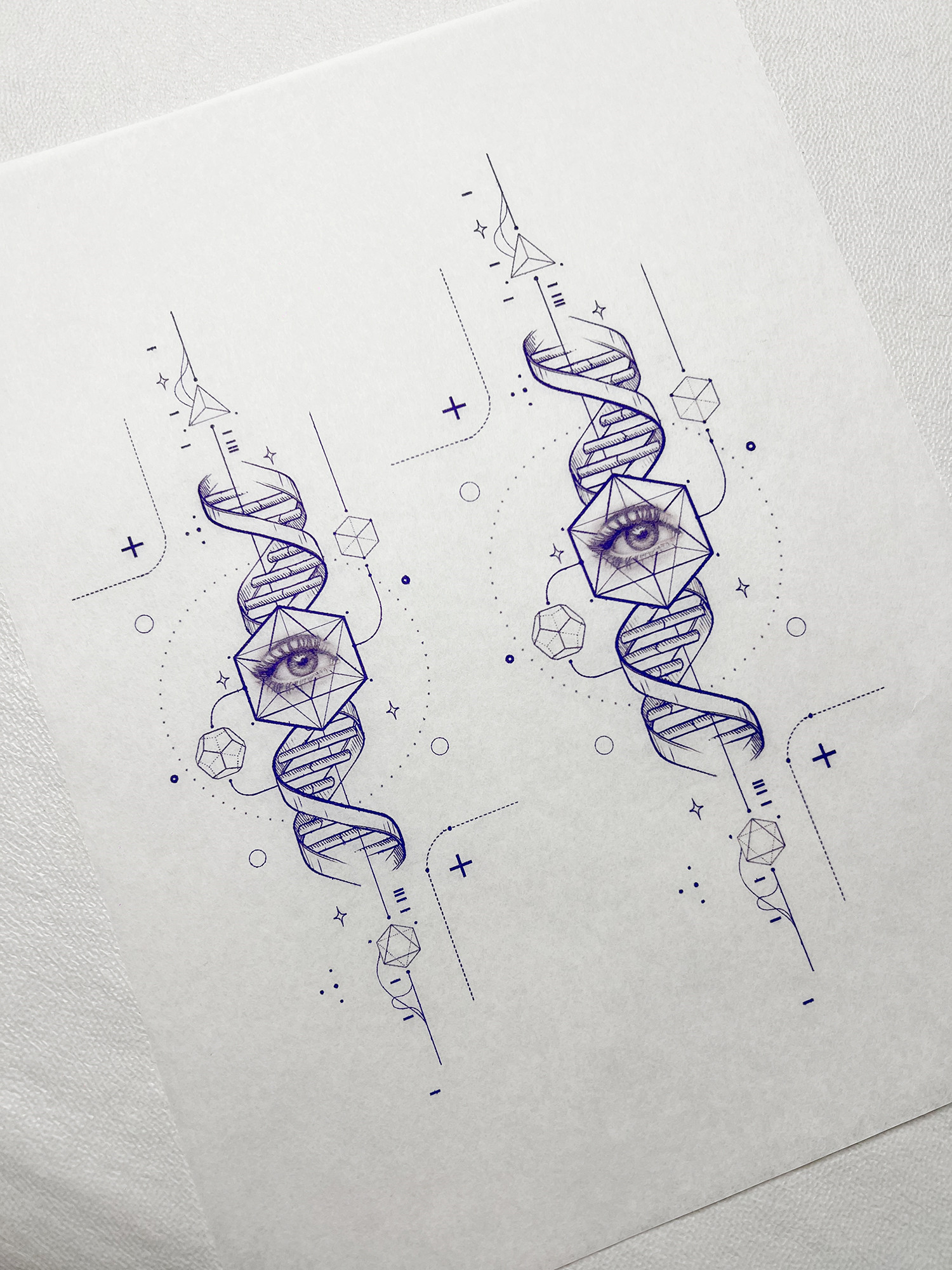 More DNA, universal code sketches -- tattoo stencils