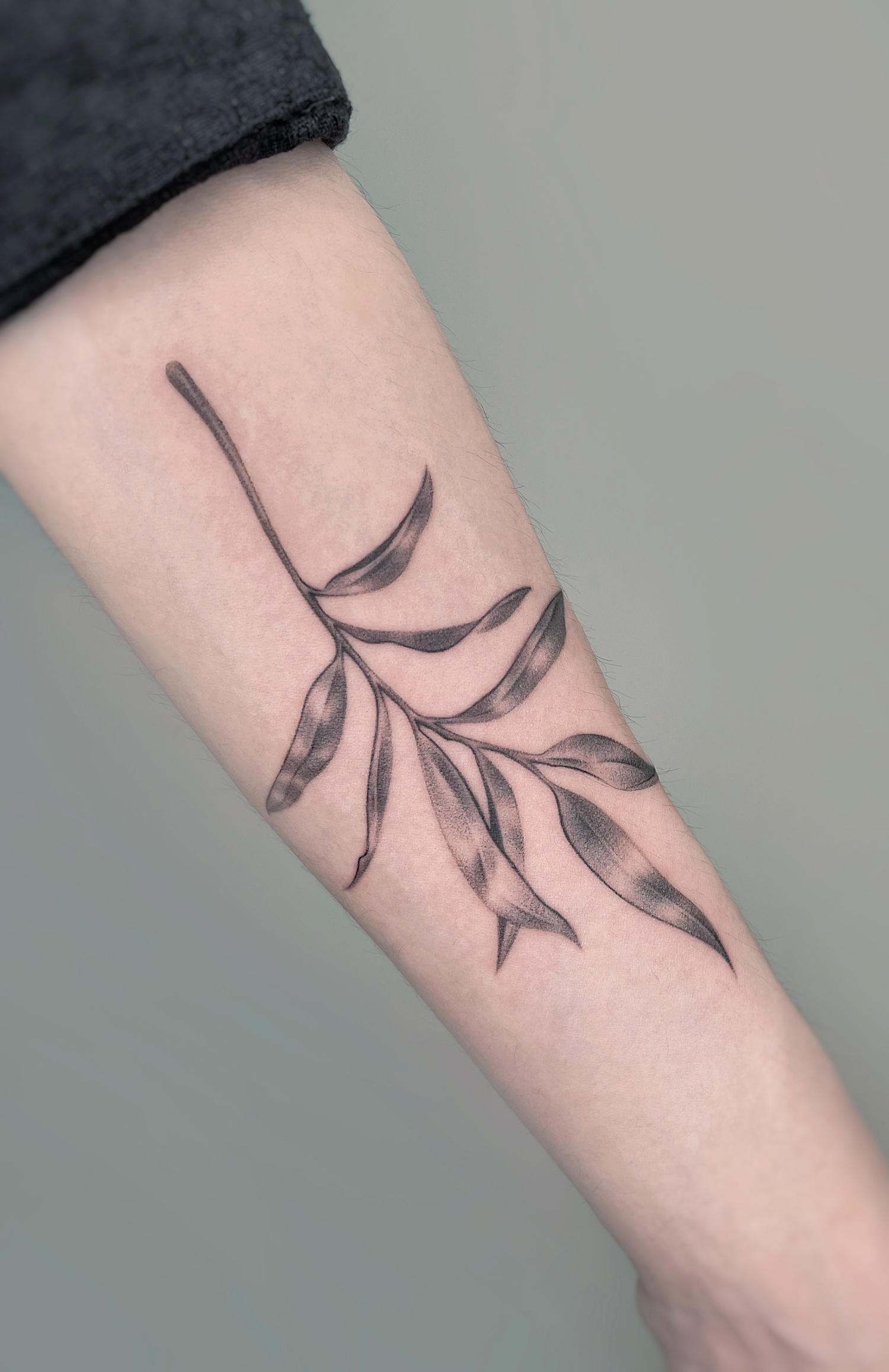 Frequently, nature, particularly flora and fauna, is inked - dotwork leaf tattoo