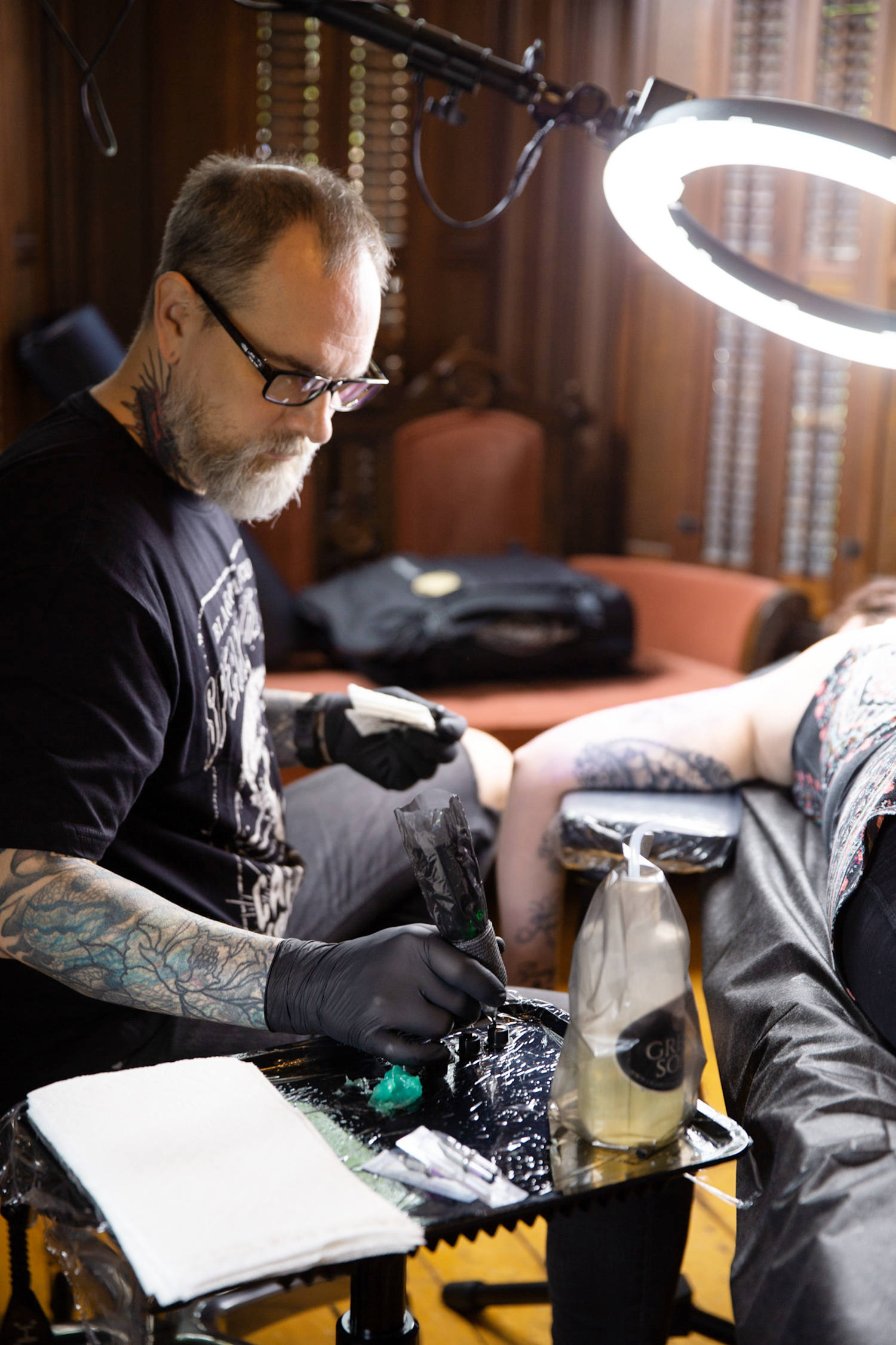 Mark Clifford, proprietor of Dearly Departed Tattoos and Fine art, at work