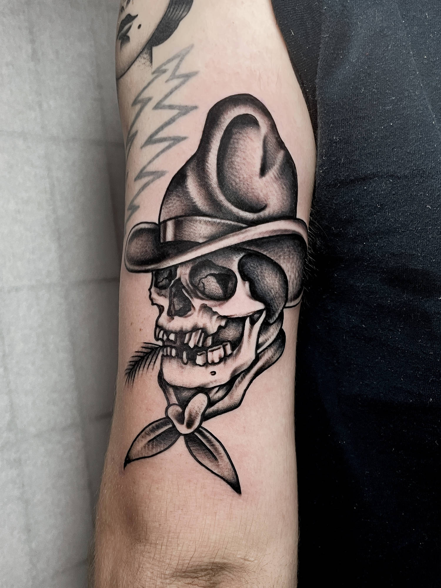 A cowboy skull tattoo may represent strength, bravery, and grit 