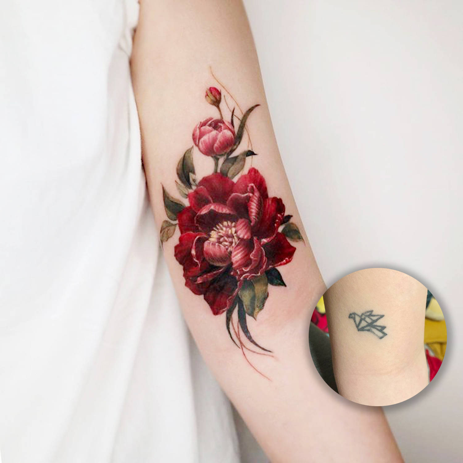 coverup tattoo by chou chou, red flower
