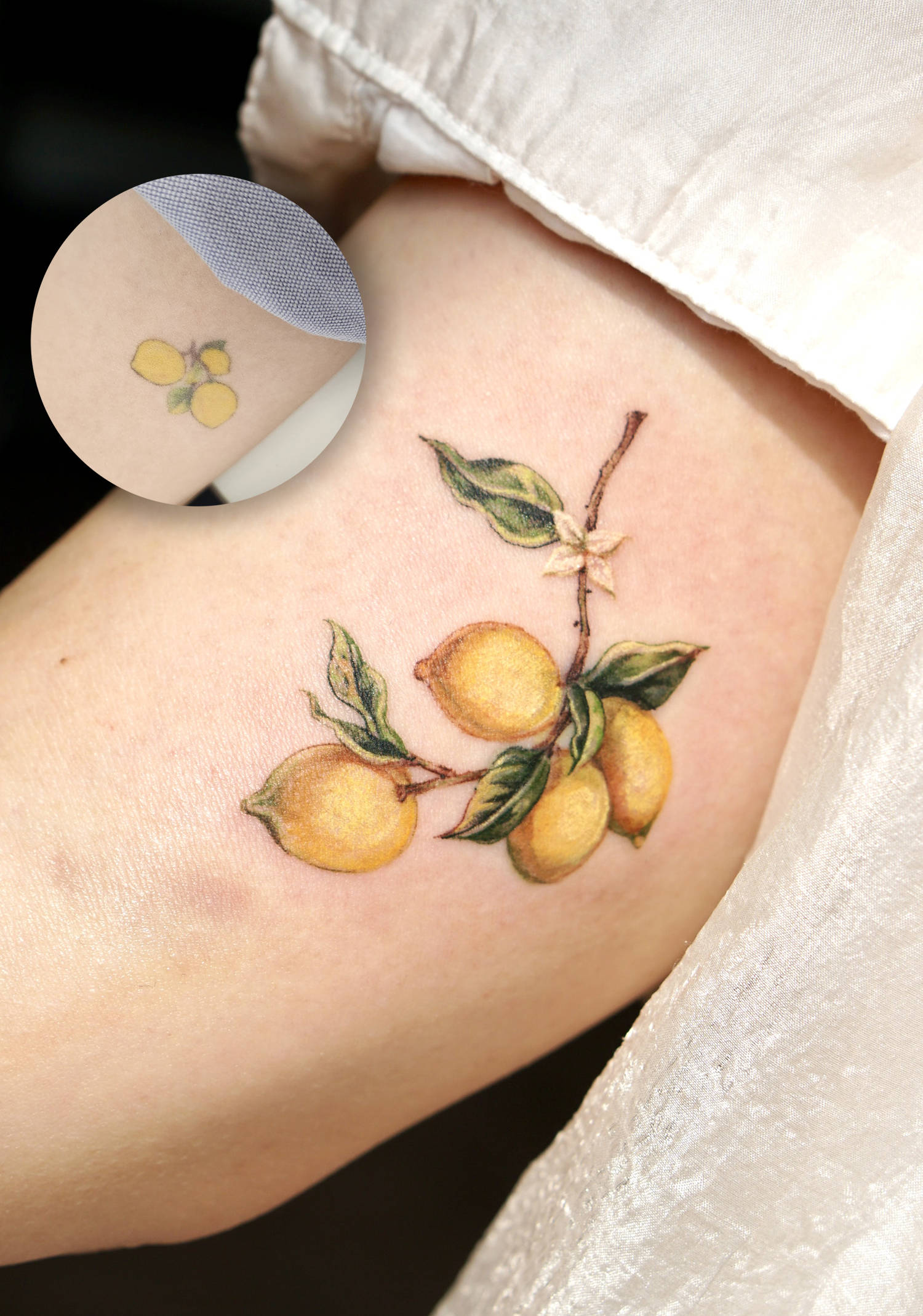 lemon tattoo cover up, 3d