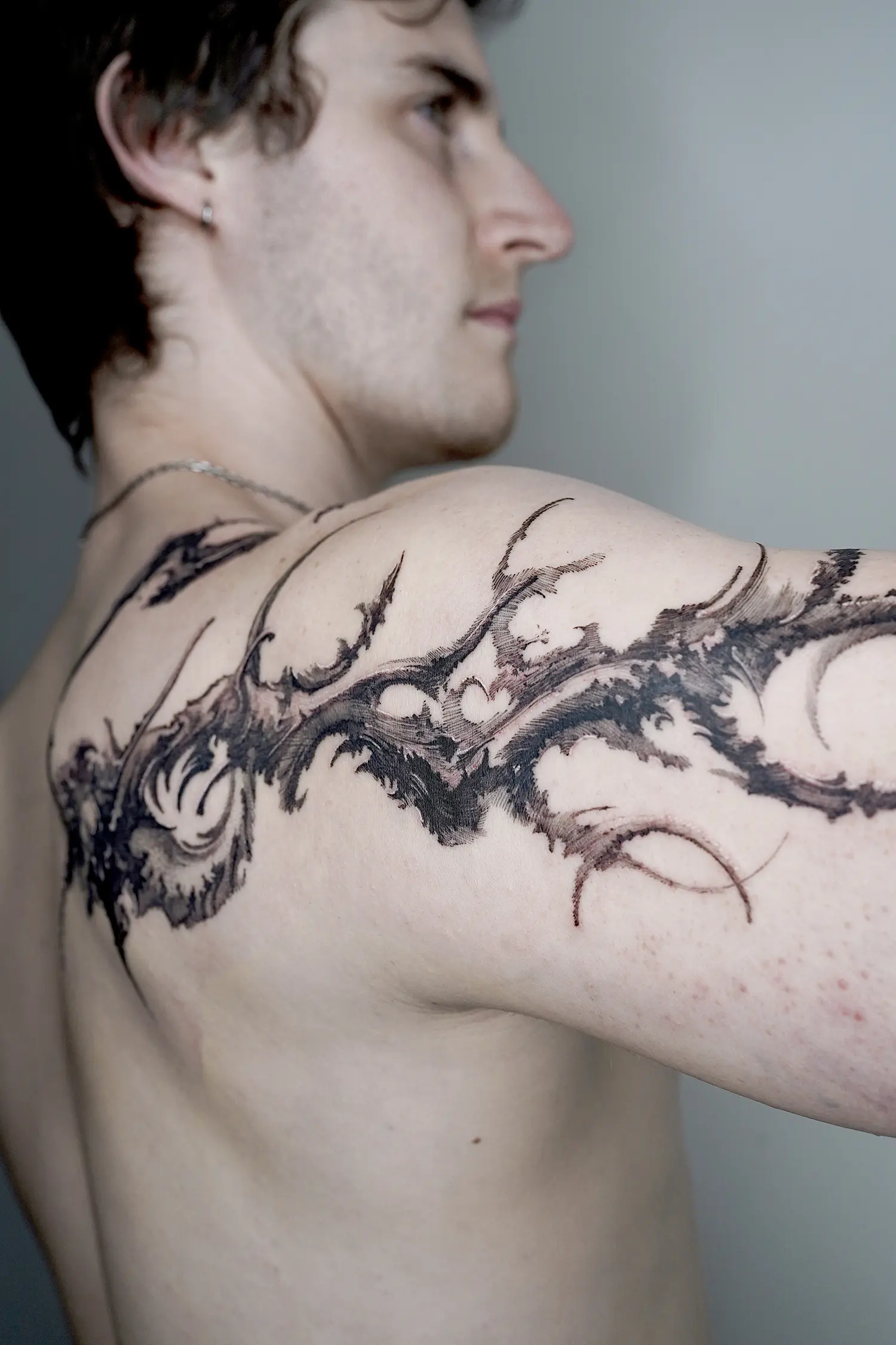 hatching technique, shading on tattoo, arm