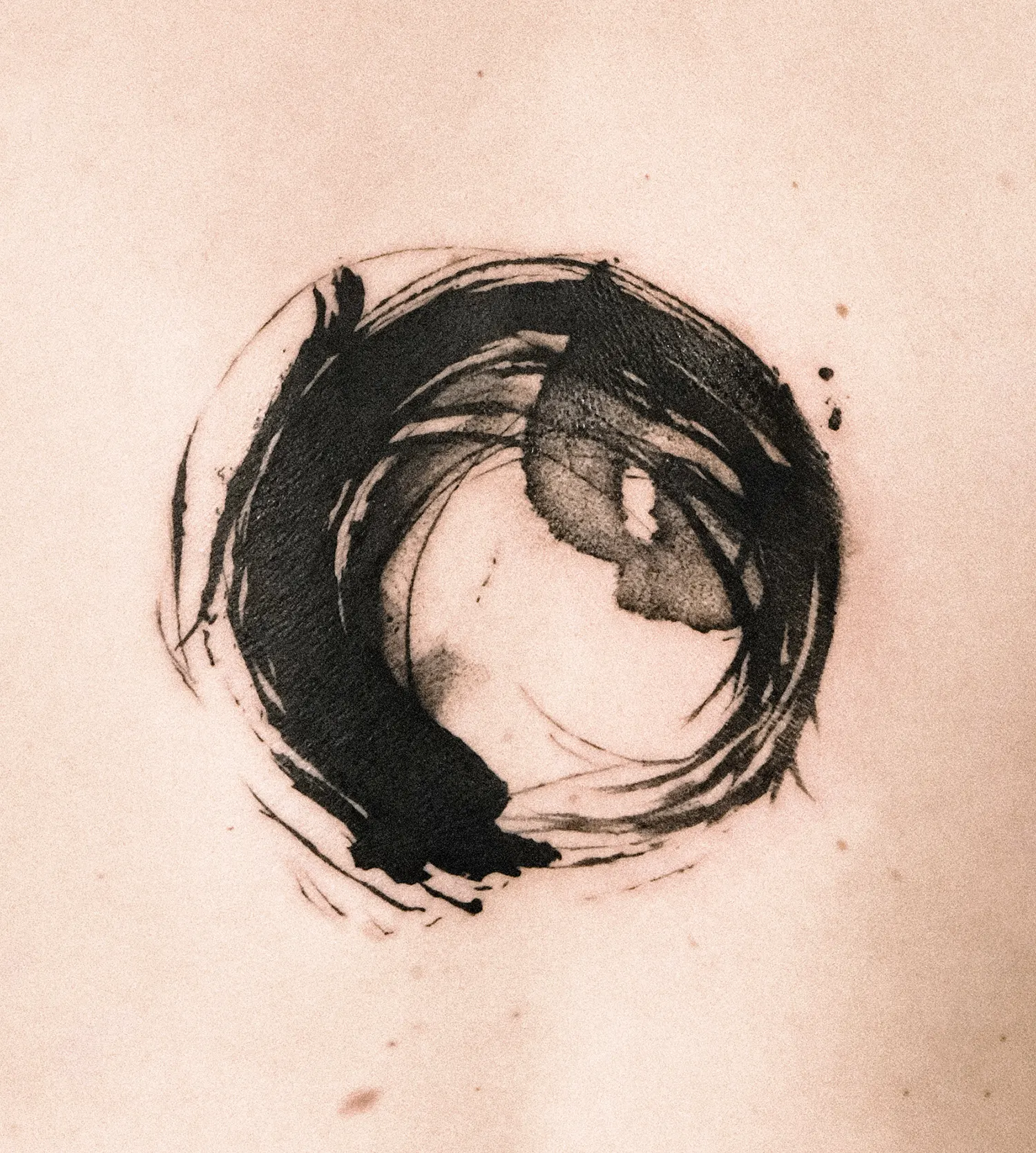 enso, ink painting circle in black, tattoo