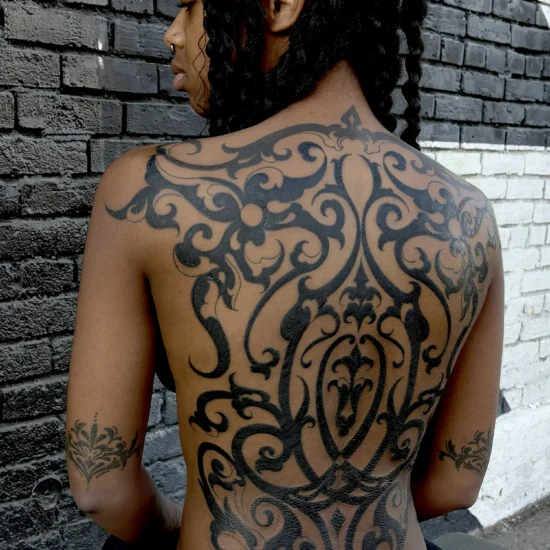 blackwork, ornamental on back by ulises gonzalez