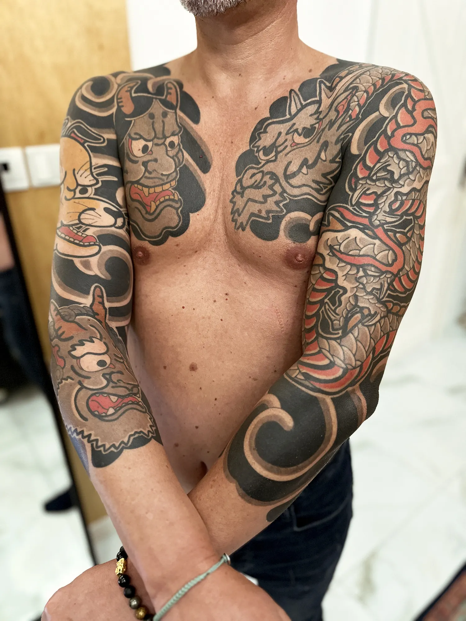 chest tattoo japanese style by goodmorning