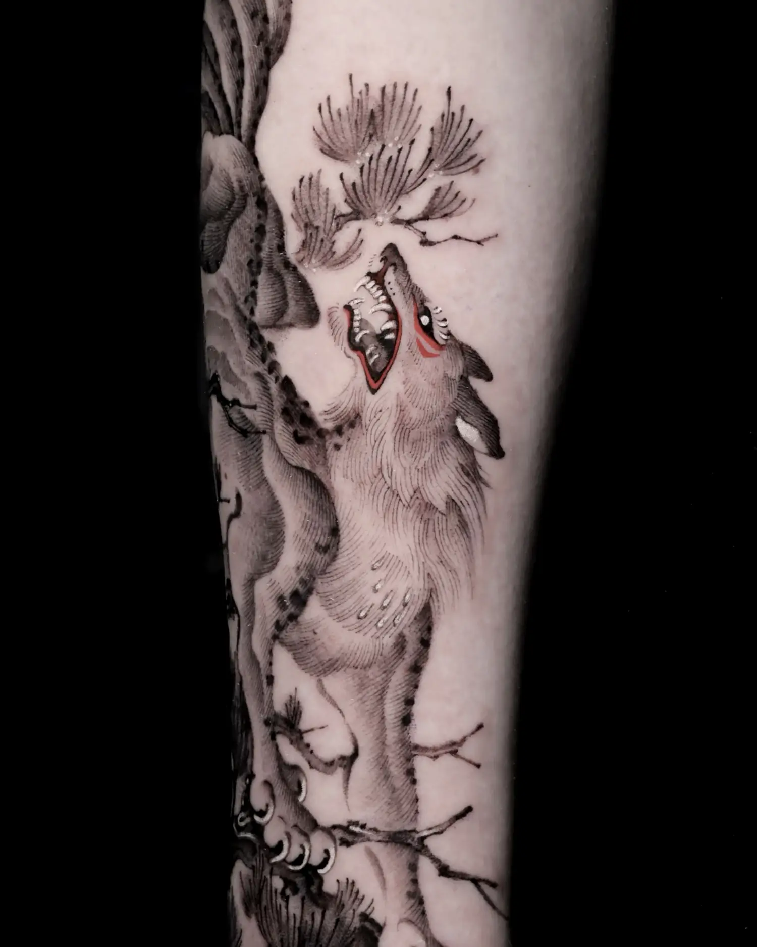 korean wolf tattoo by greed